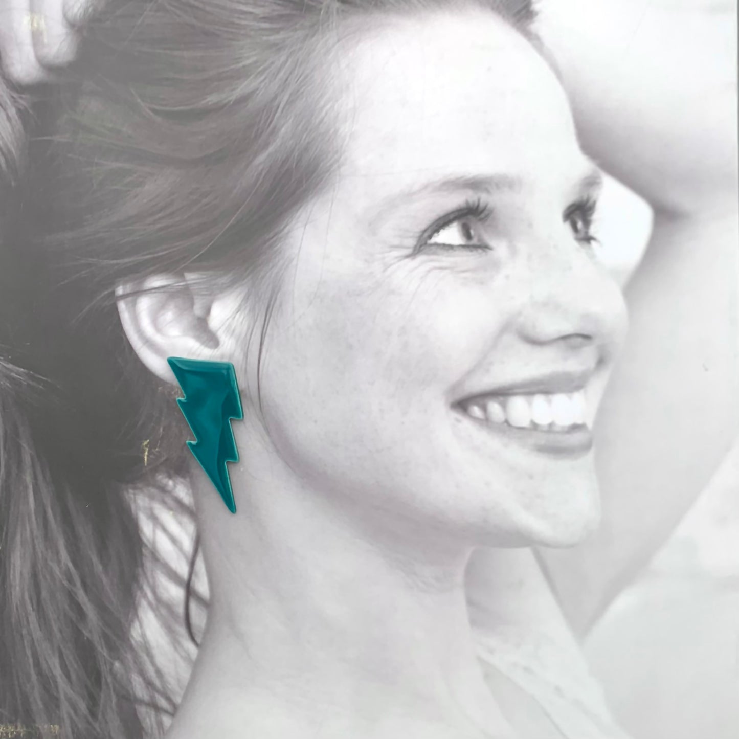 Boucles d'oreilles éclair, bleu-vert