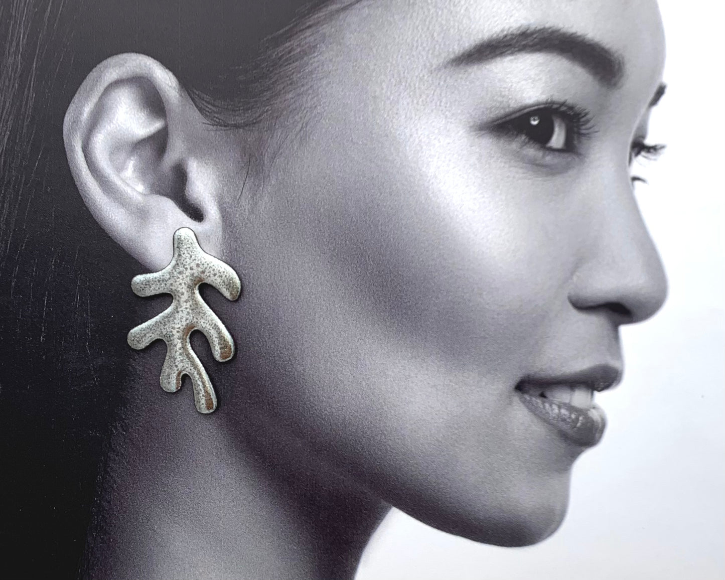 Boucles d'oreilles corail, argent vieilli