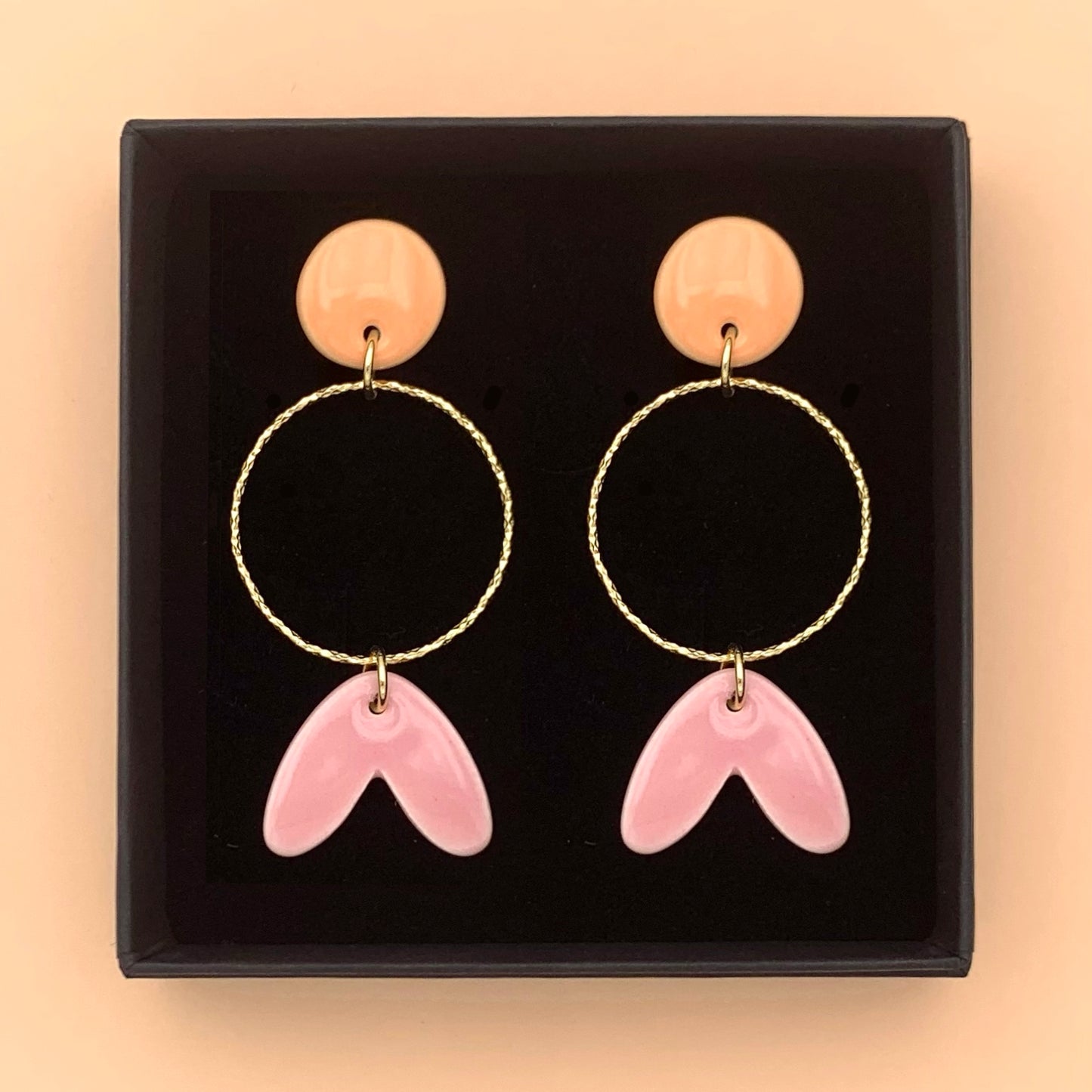 Boucles Plume, abricot et rose pâle