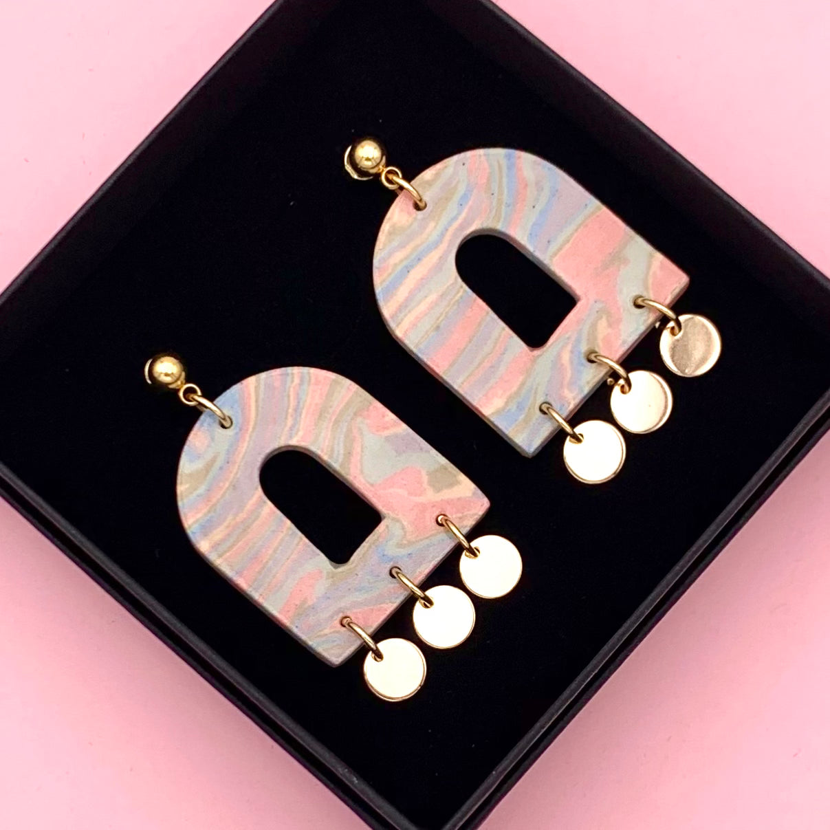Boucles d'oreilles Nerikomi arche et pastilles