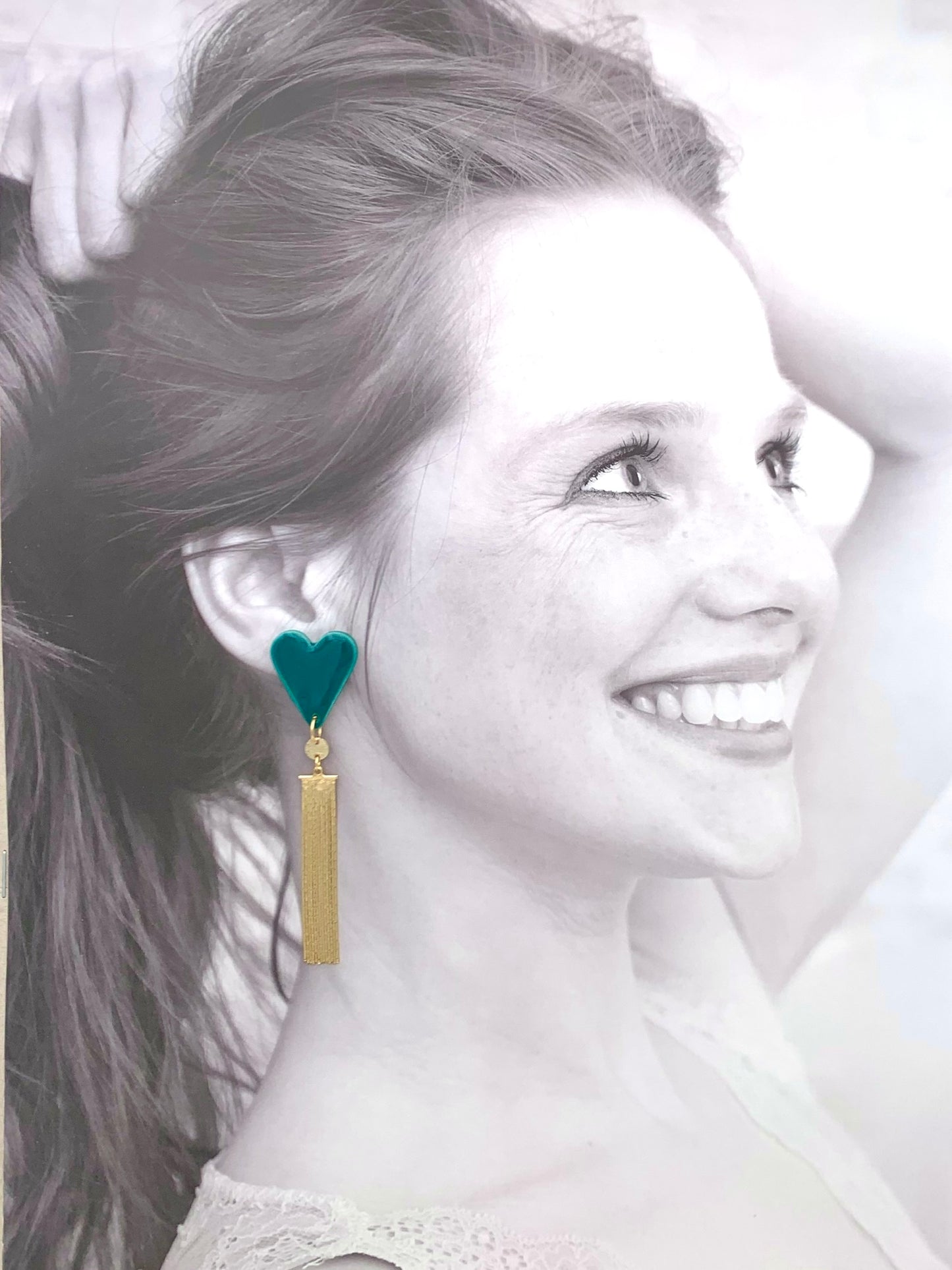 Boucles d'oreilles Carmen, vert-bleu et or