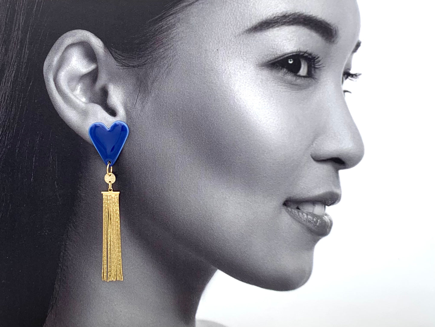 Boucles d'oreilles Carmen, bleu et or