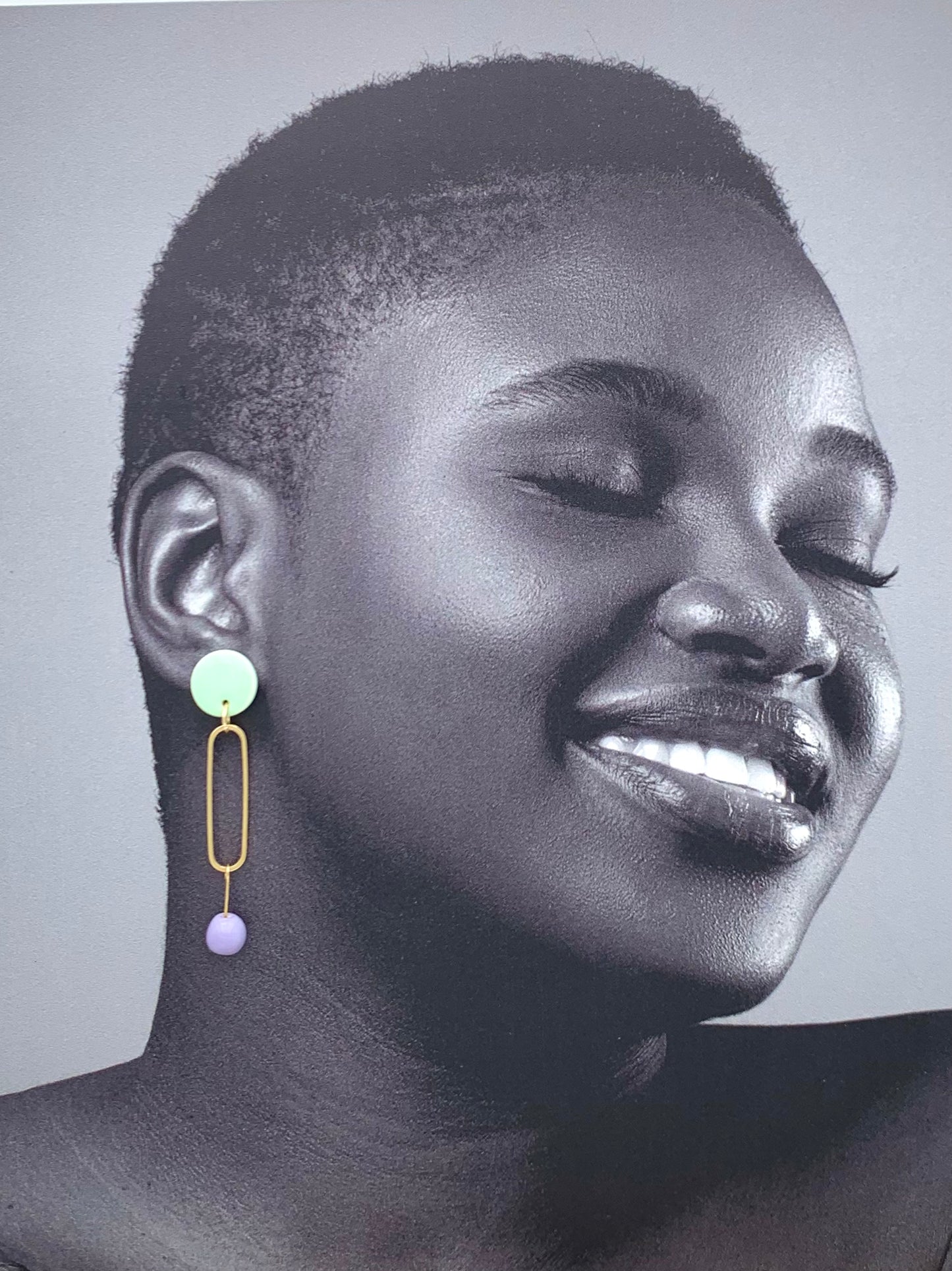 Boucles à perle, menthe pastel et lavande