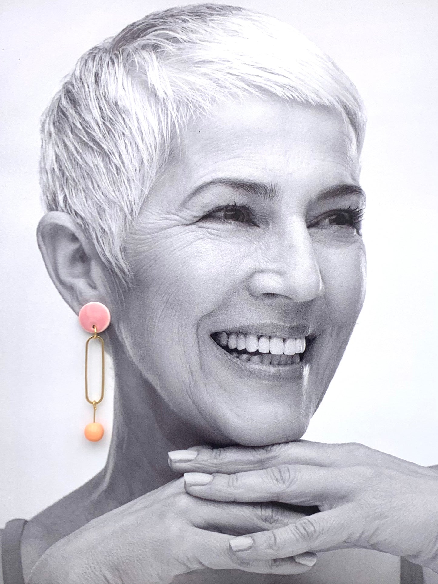 Boucles à perle, rose pâle et abricot