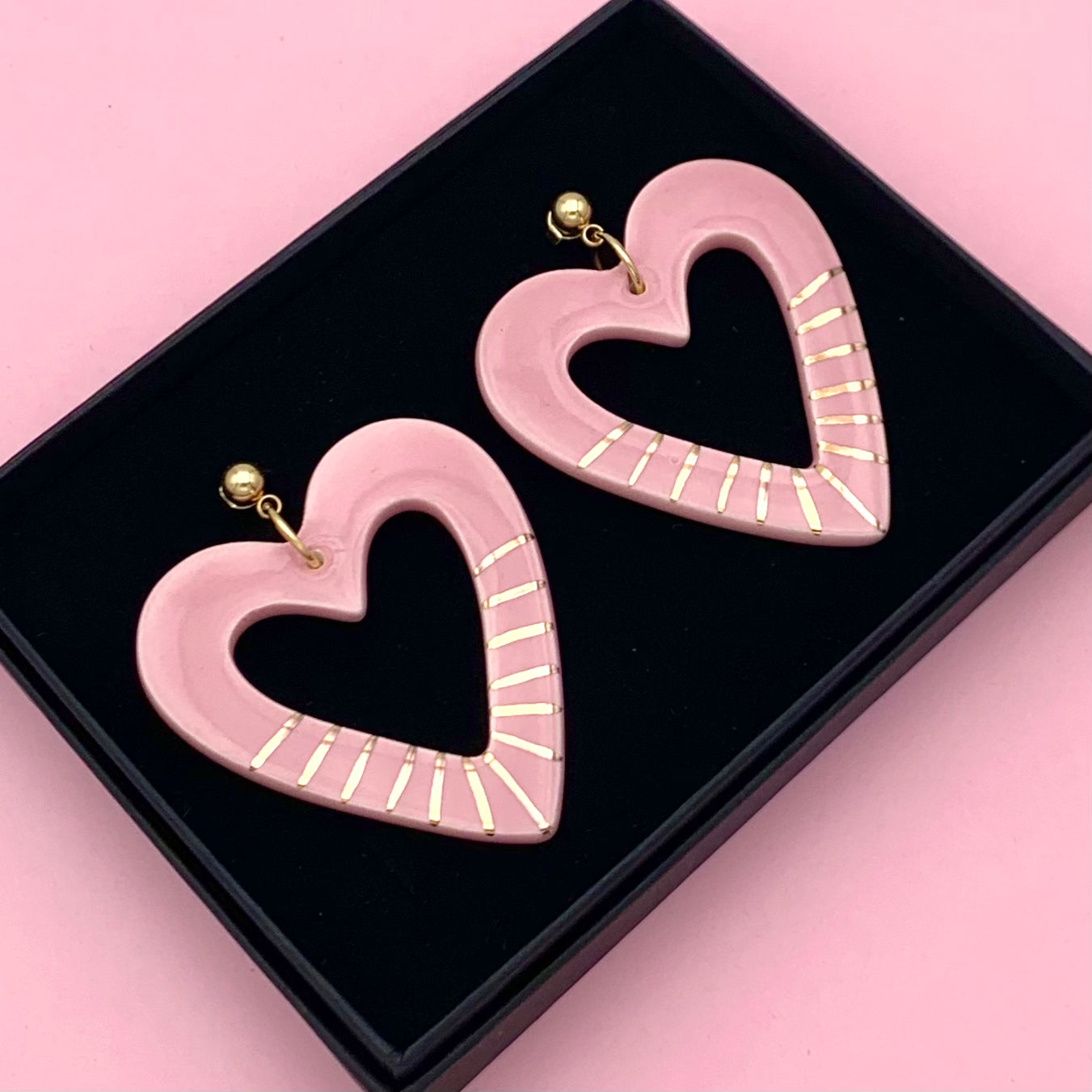 Boucles d'oreilles Amor, rose pâle et or