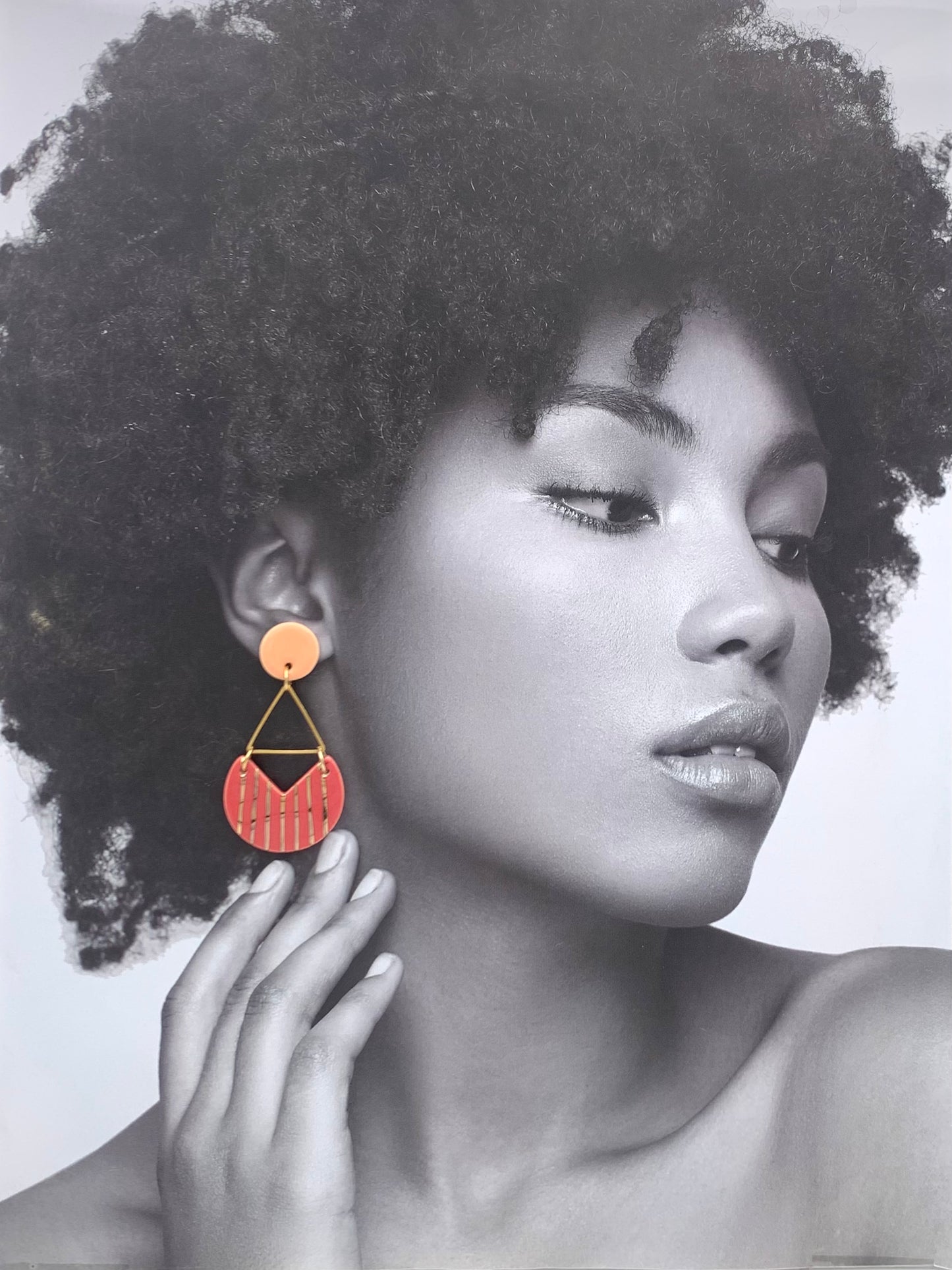Boucles d'oreilles Malibu, abricot, rose corail et or