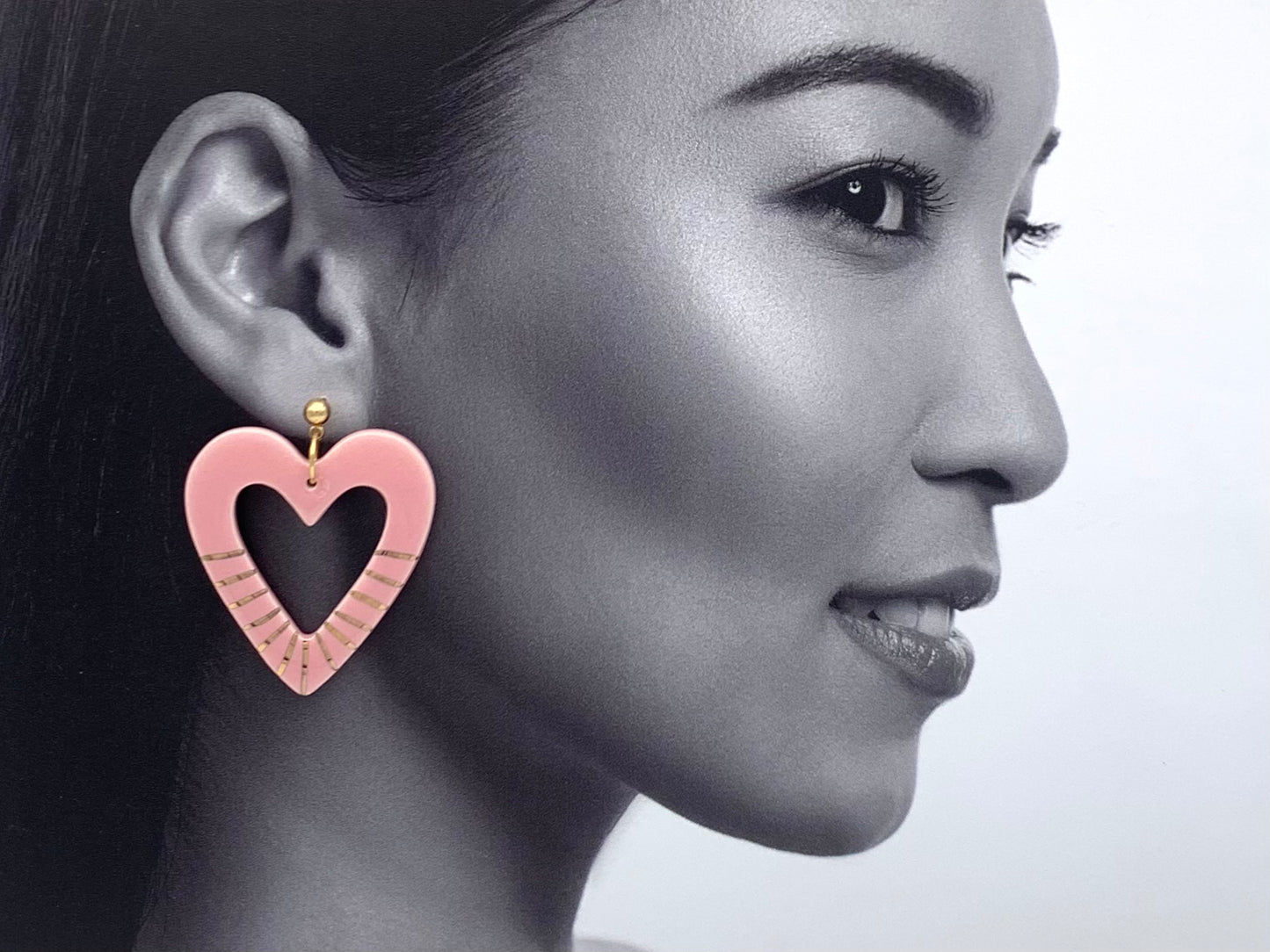 Boucles d'oreilles Amor, rose pâle et or