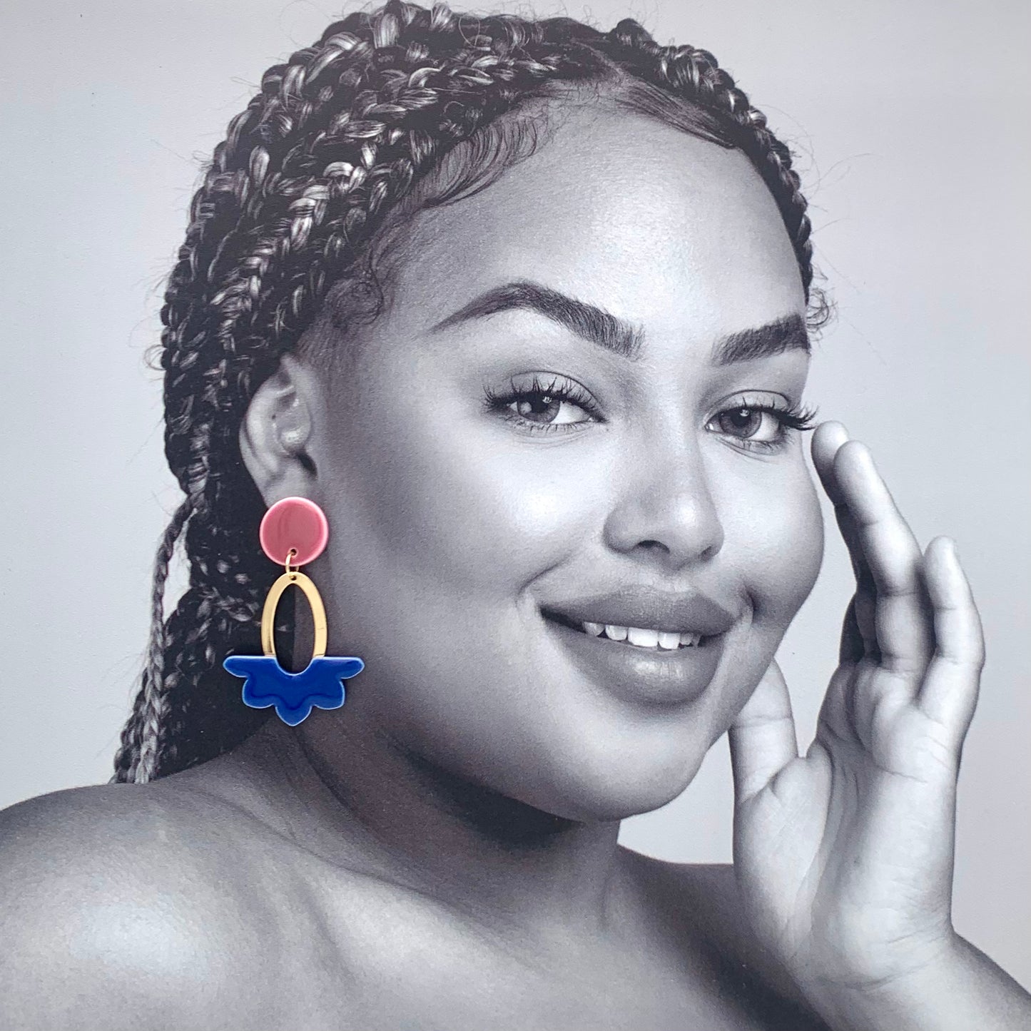 Boucles Dahlia, prune et bleu