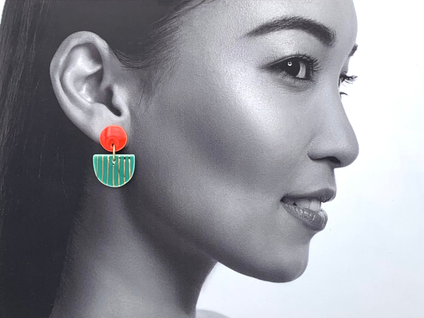 Boucles Praline, rouge et menthe
