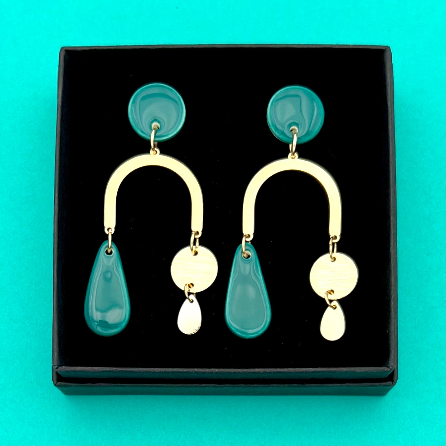 Boucles Pont à sequins, vert-bleu