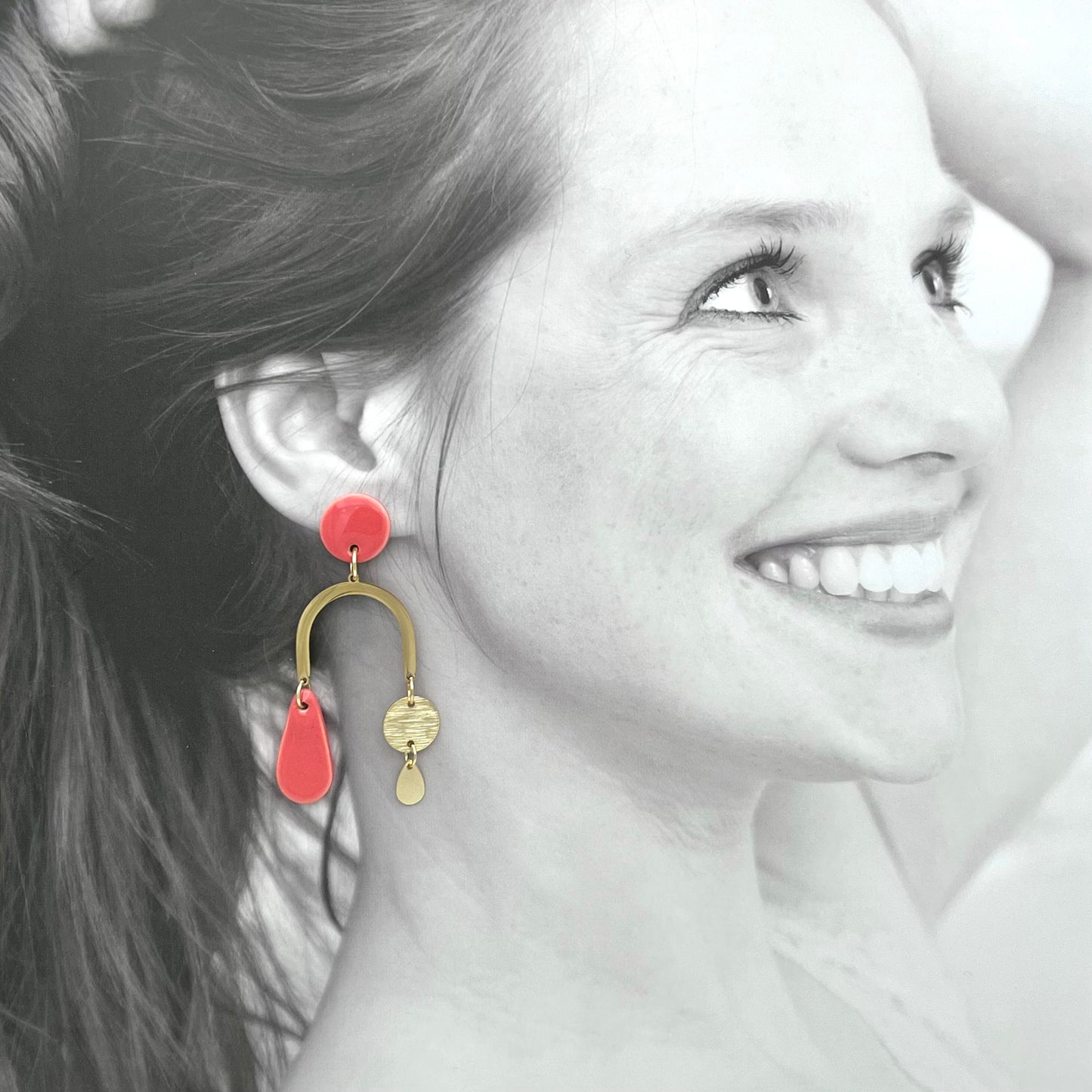 Boucles Pont à sequins, rose corail