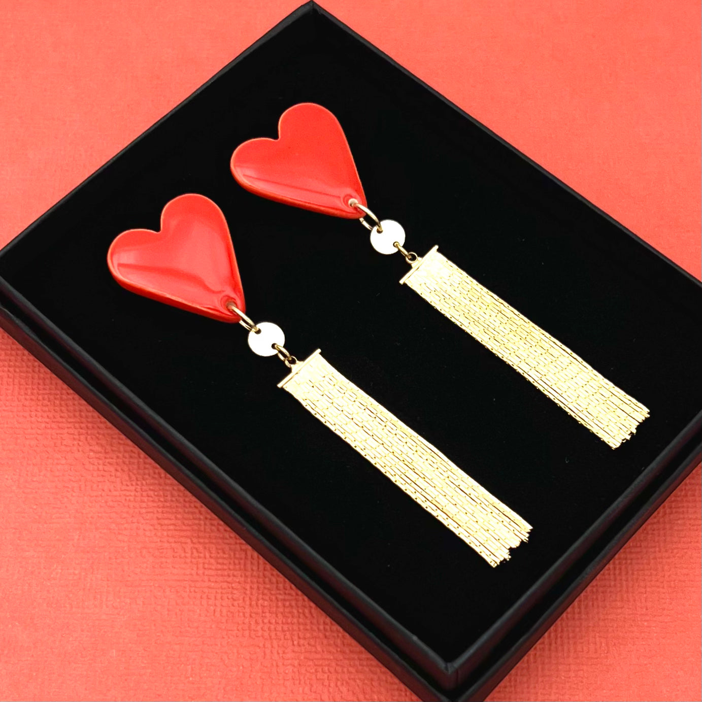 Boucles d'oreilles Carmen, rouge et or