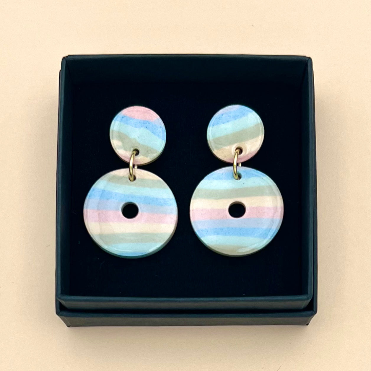 Boucles d'oreilles Nerikomi rayé petit donut