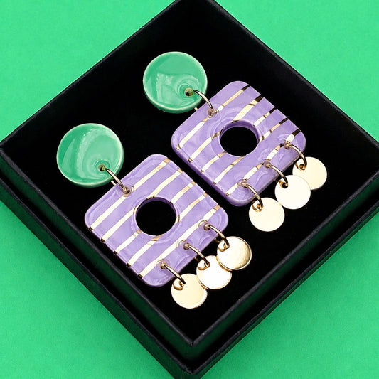 Boucles Carillon, vert pomme et lavande