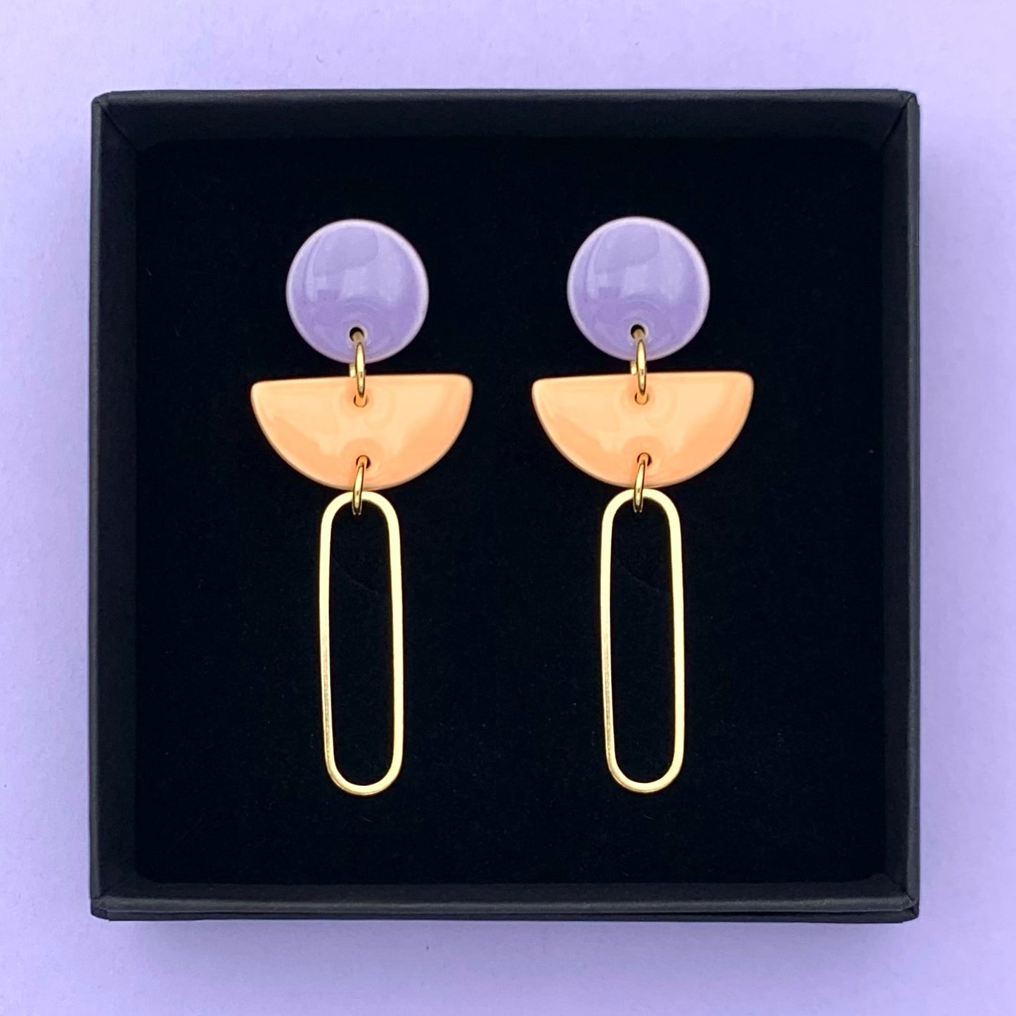 Boucles Trombone, lavande et abricot