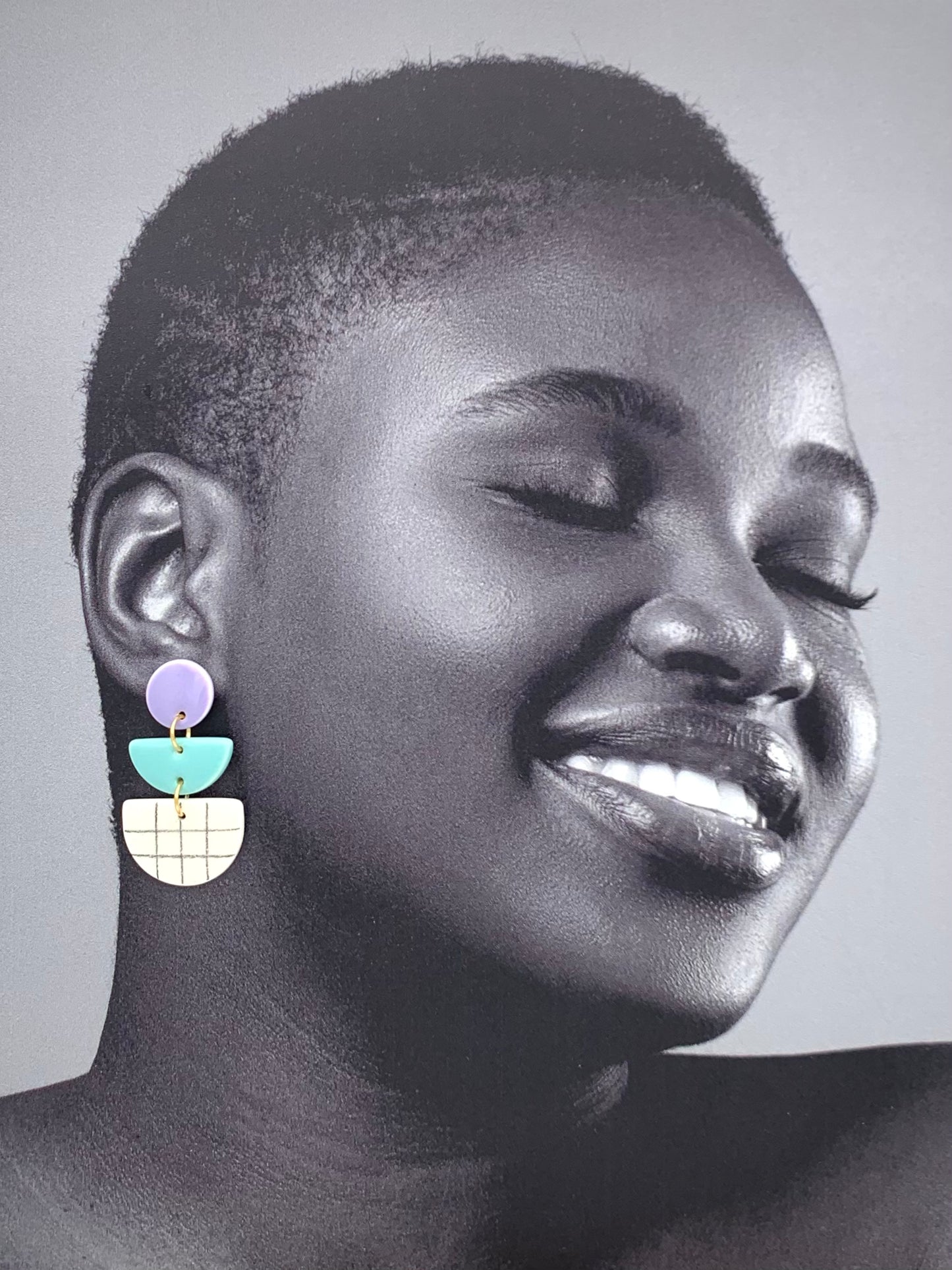 Boucles d'oreilles Cléo, lavande et bleu aqua