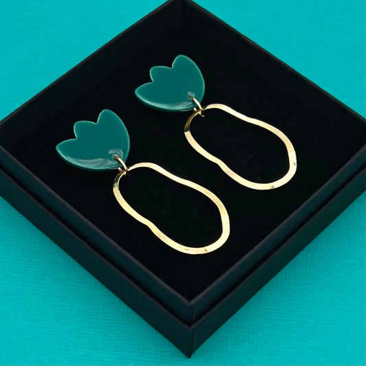 Boucles Flora, vert-bleu