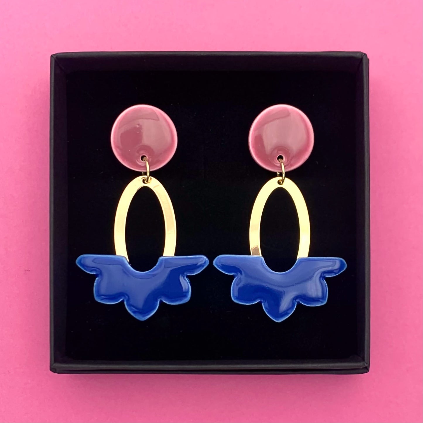 Boucles Dahlia, prune et bleu