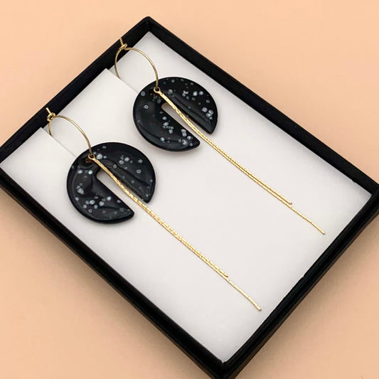 Boucles d'oreilles Luna, noir moucheté