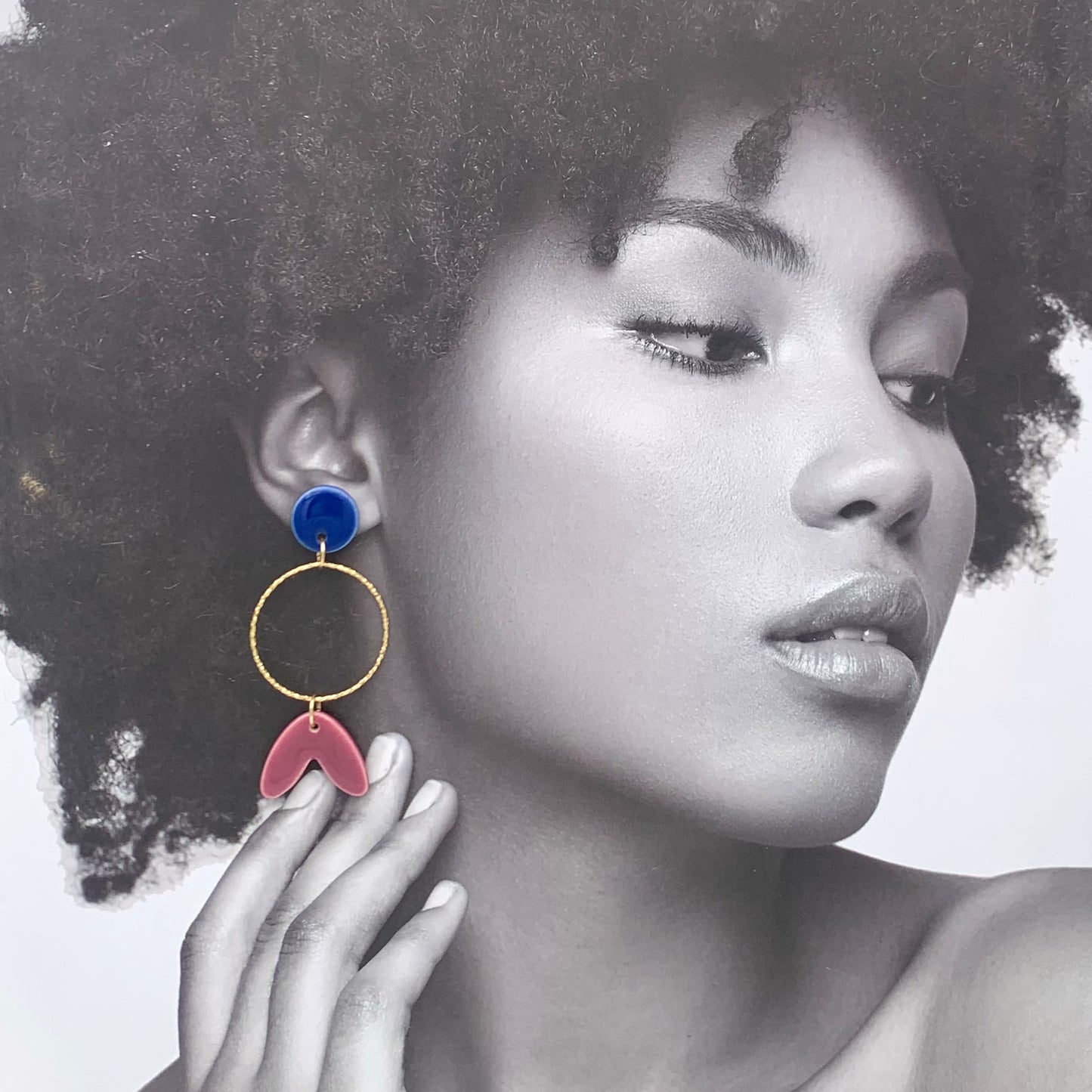 Boucles Plume, bleu et prune