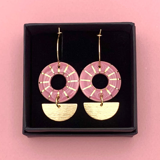 Boucles oeillet, vieux rose et or