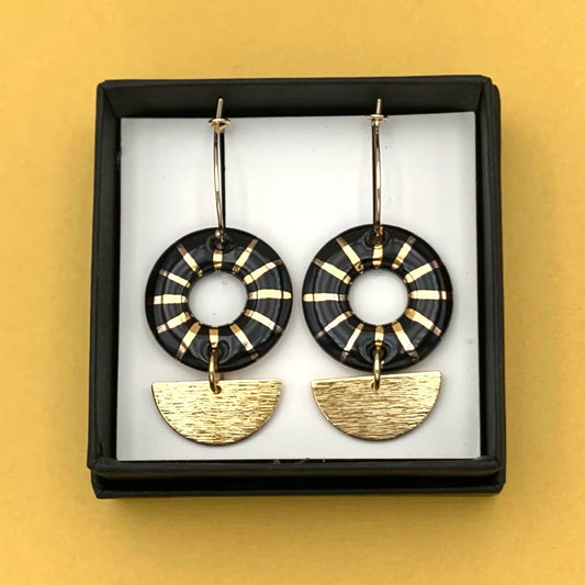 Boucles oeillet, noir et or