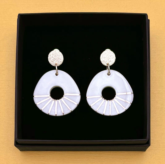 Boucles d'oreilles Donut, blanc et or