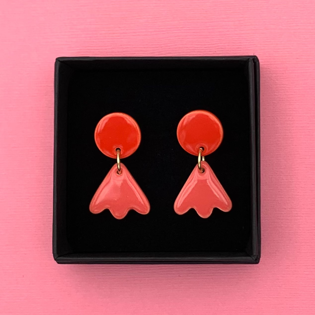 Boucles d'oreilles mini, rouge et rose corail