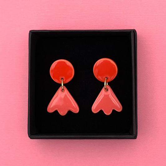 Boucles d'oreilles mini, rouge et rose corail