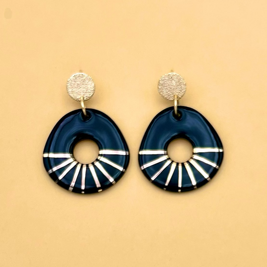 Boucles d'oreilles Donut, noir et or