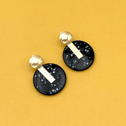 Boucles d'oreilles Cosmos, noir moucheté