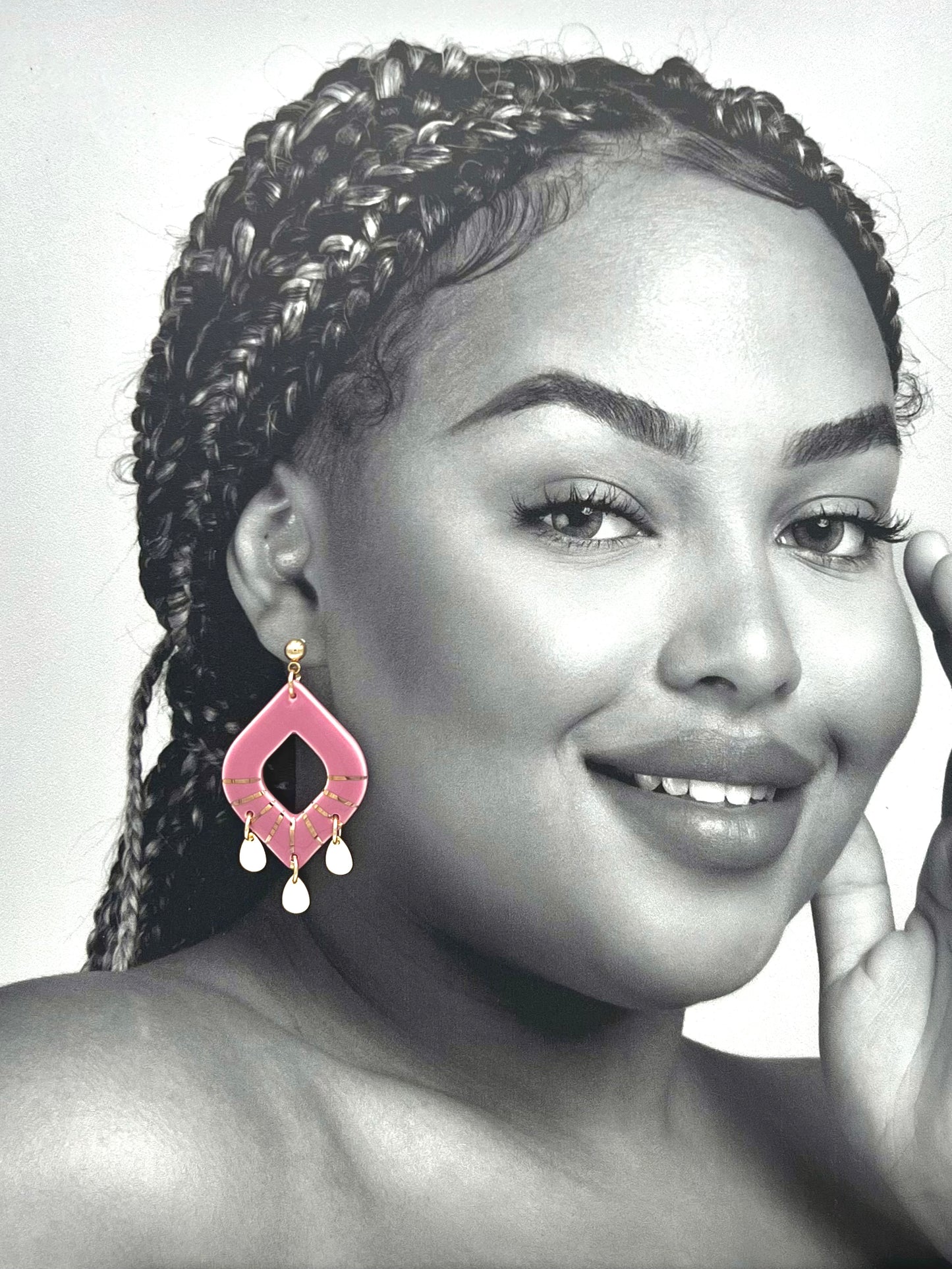 Boucles d'oreilles Orient, vieux rose et or