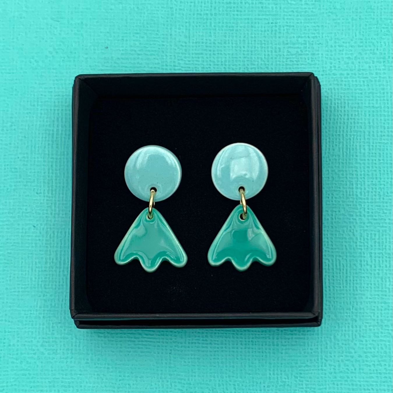 Boucles d'oreilles mini, bleu aqua et menthe