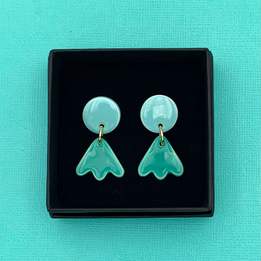 Boucles d'oreilles mini, bleu aqua et menthe