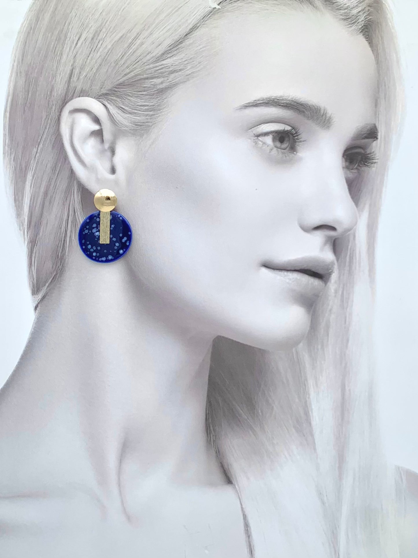 Boucles d'oreilles Cosmos, bleu foncé moucheté