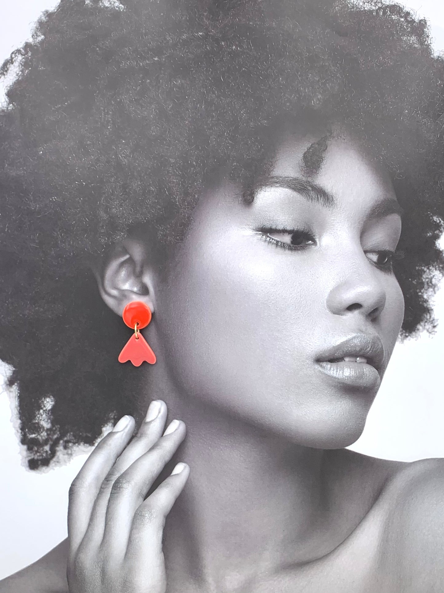 Boucles d'oreilles mini, rouge et rose corail