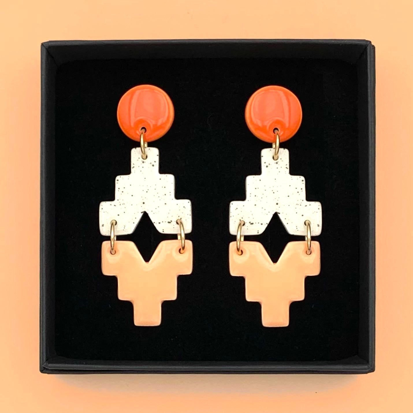 Boucles Lego, orange et abricot