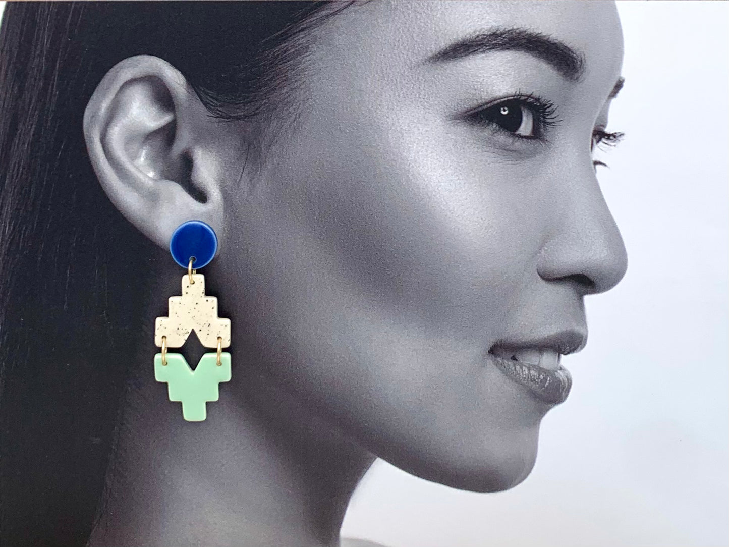Boucles Lego, bleu et menthe pastel