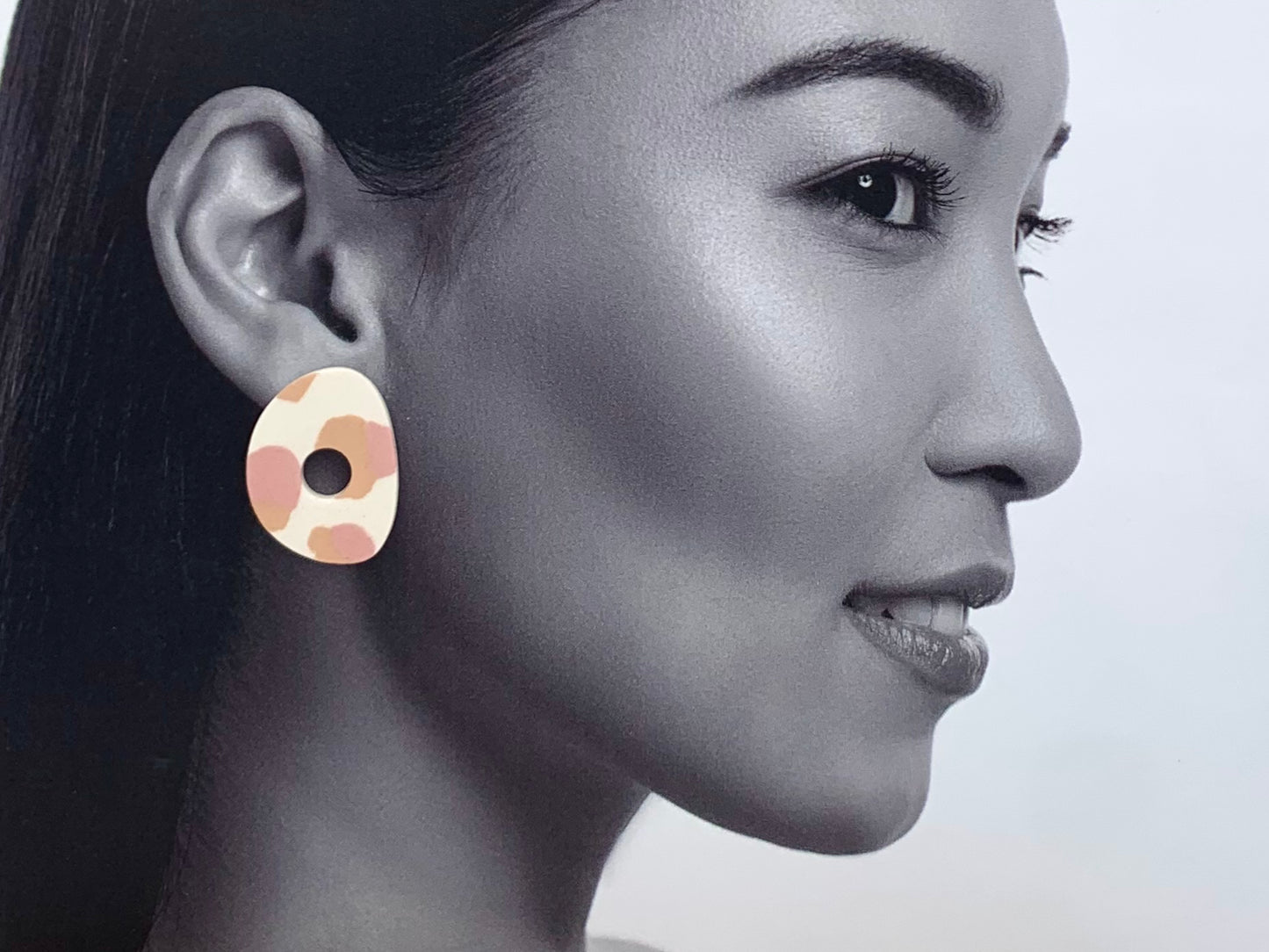 Boucles d'oreilles nerikomi donut, blanc, beige et rose
