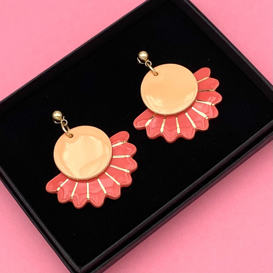 Boucles Sunflower, abricot, rose corail et or