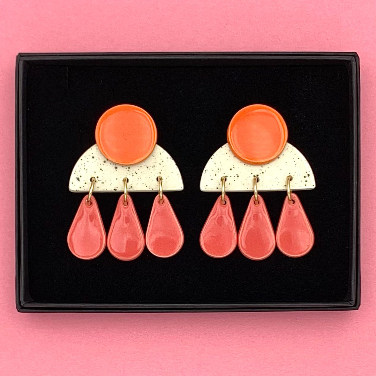 Boucles Pic Ploc, orange et rose corail