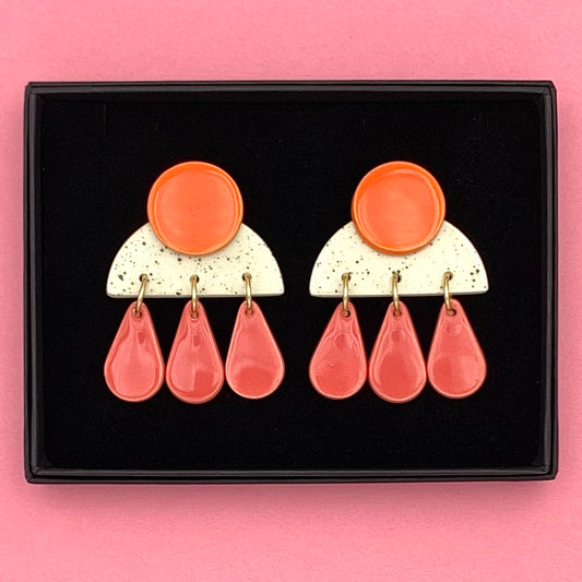 Boucles Pic Ploc, orange et rose corail