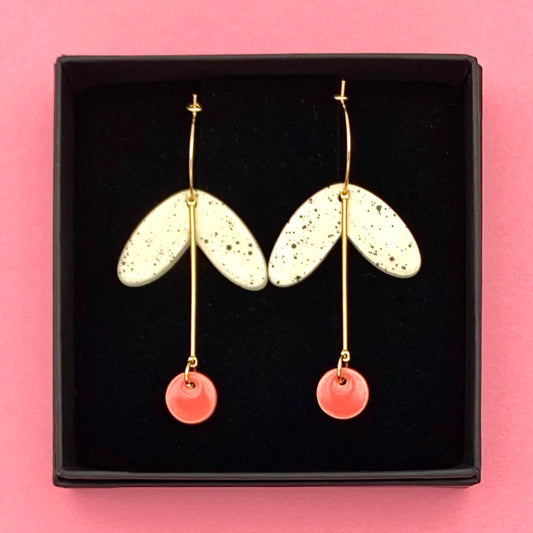 Boucles Pistil, rose corail