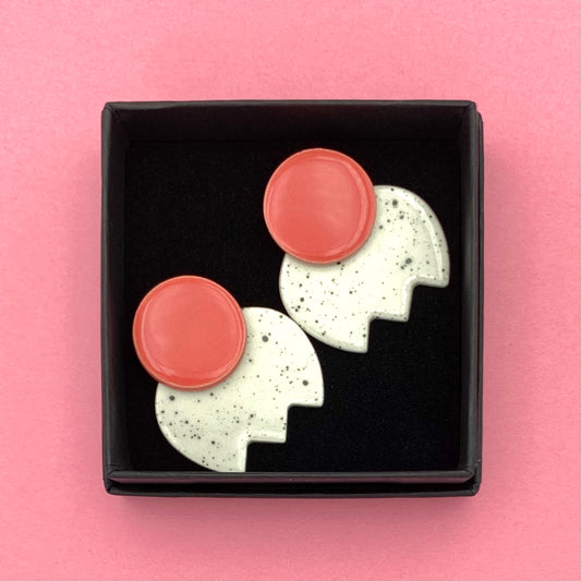 Boucles Bonbon moucheté, rose corail