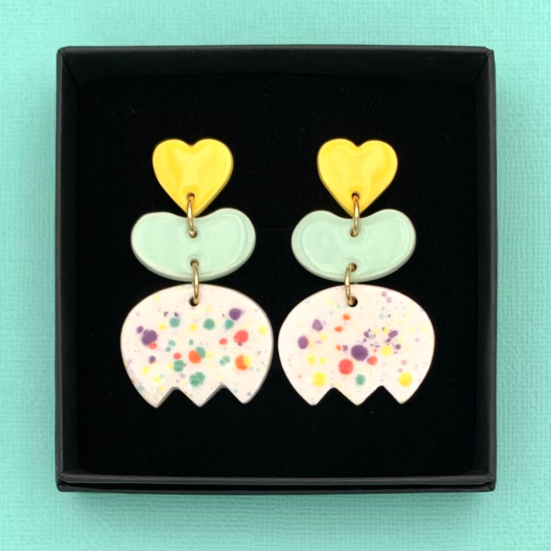 Boucles Bisou, jaune citron et menthe pastel
