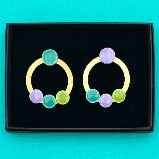 Boucles Farandole, vert pistache, menthe et lavande