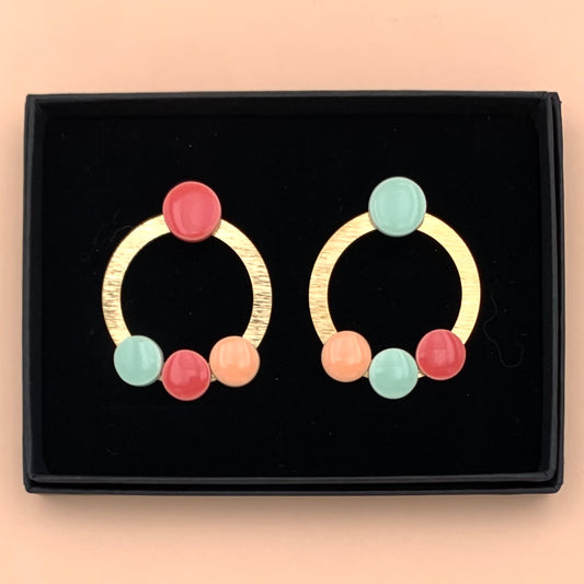 Boucles Farandole, abricot, rose et menthe pastel