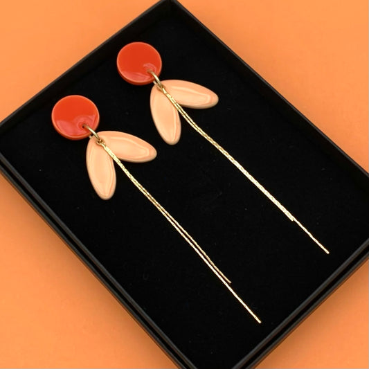 Boucles longues, rouge orangé et abricot