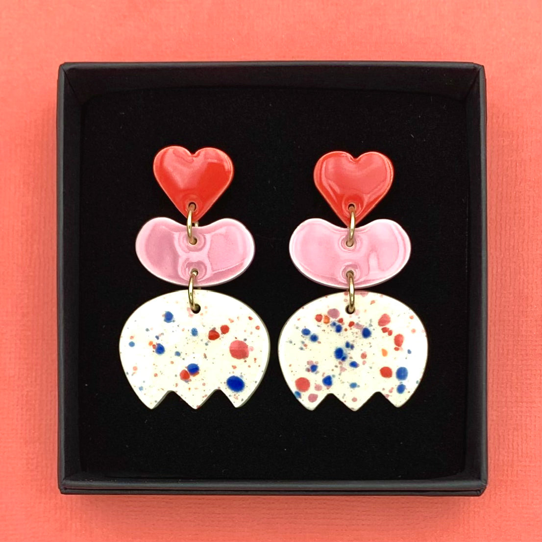 Boucles Bisou, rouge et rose pâle