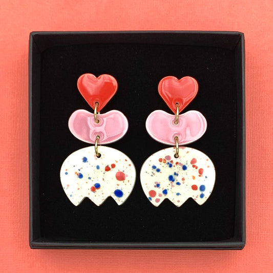 Boucles Bisou, rouge et rose pâle